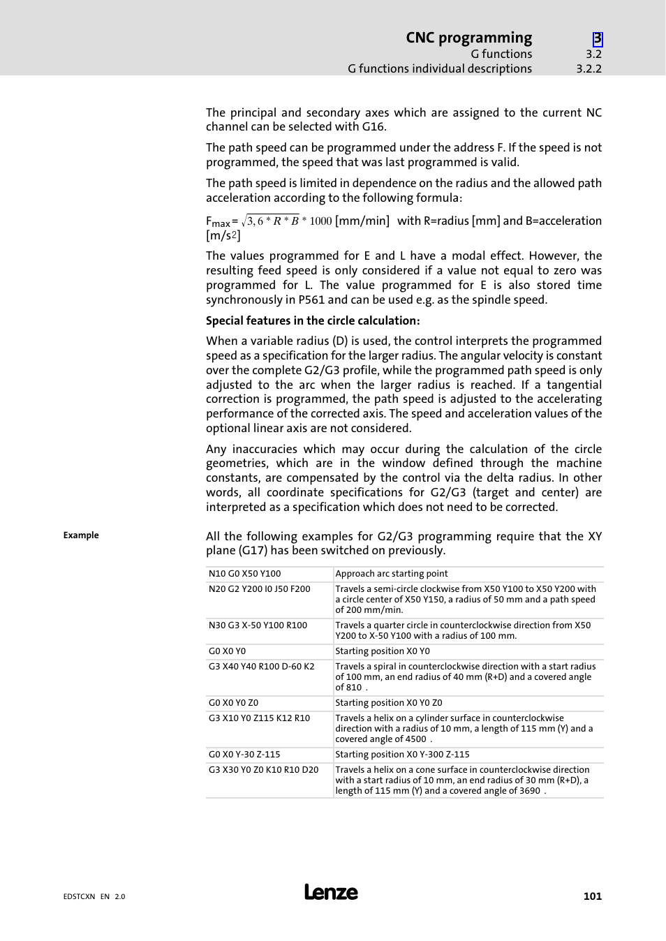 Cnc programming | Lenze ETC Motion Control User Manual | Page 101 / 428