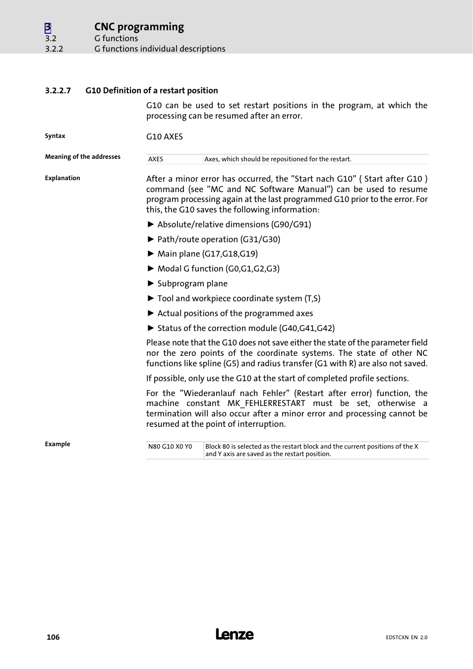 Cnc programming | Lenze ETC Motion Control User Manual | Page 106 / 428