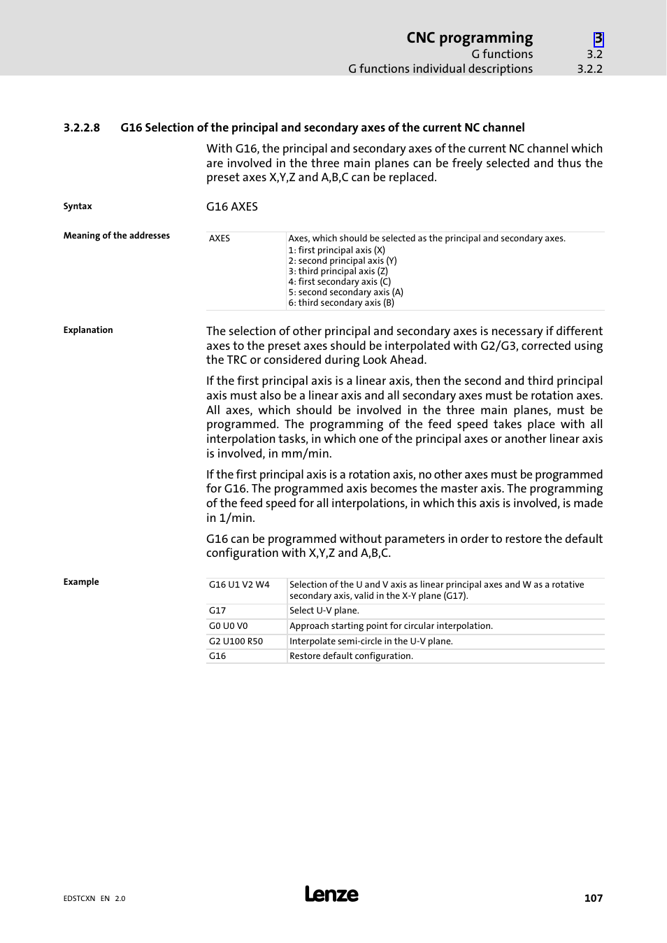 Cnc programming | Lenze ETC Motion Control User Manual | Page 107 / 428