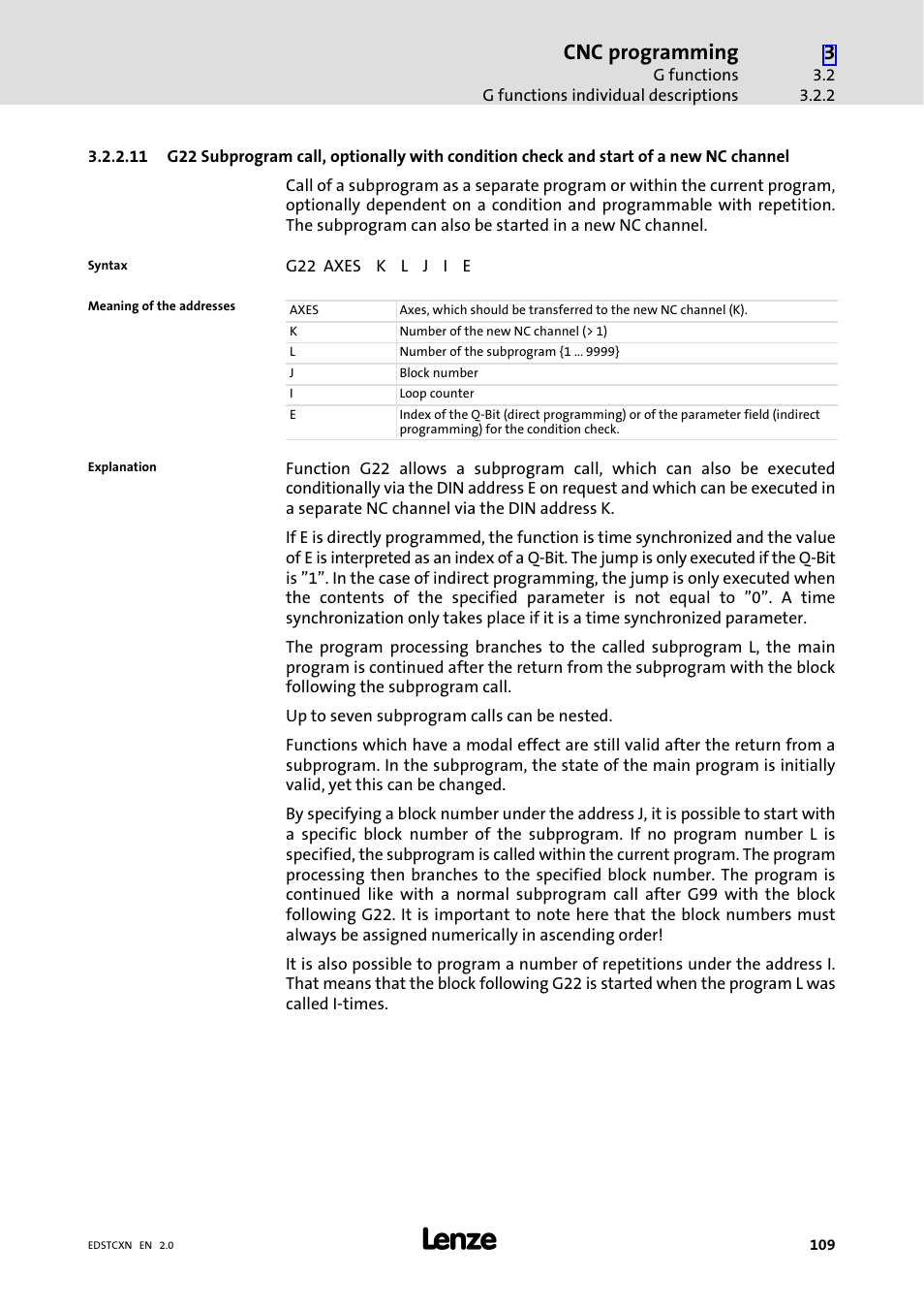 Cnc programming | Lenze ETC Motion Control User Manual | Page 109 / 428