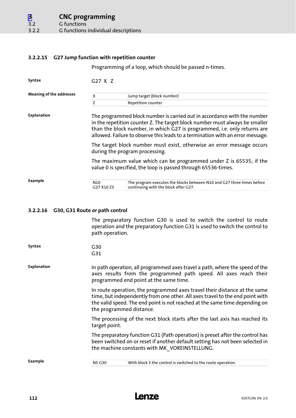 Cnc programming | Lenze ETC Motion Control User Manual | Page 112 / 428