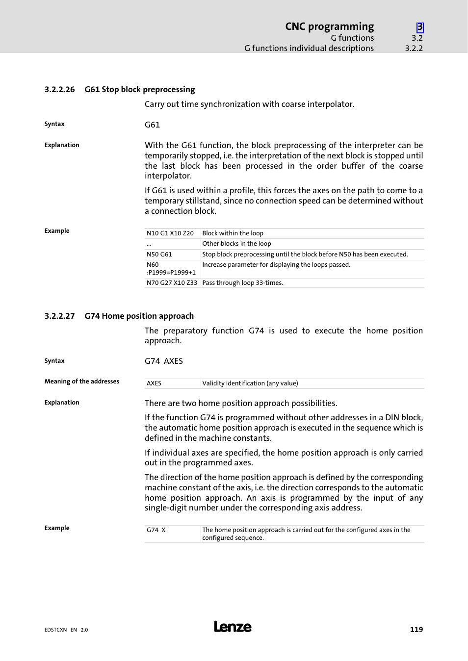 Cnc programming | Lenze ETC Motion Control User Manual | Page 119 / 428