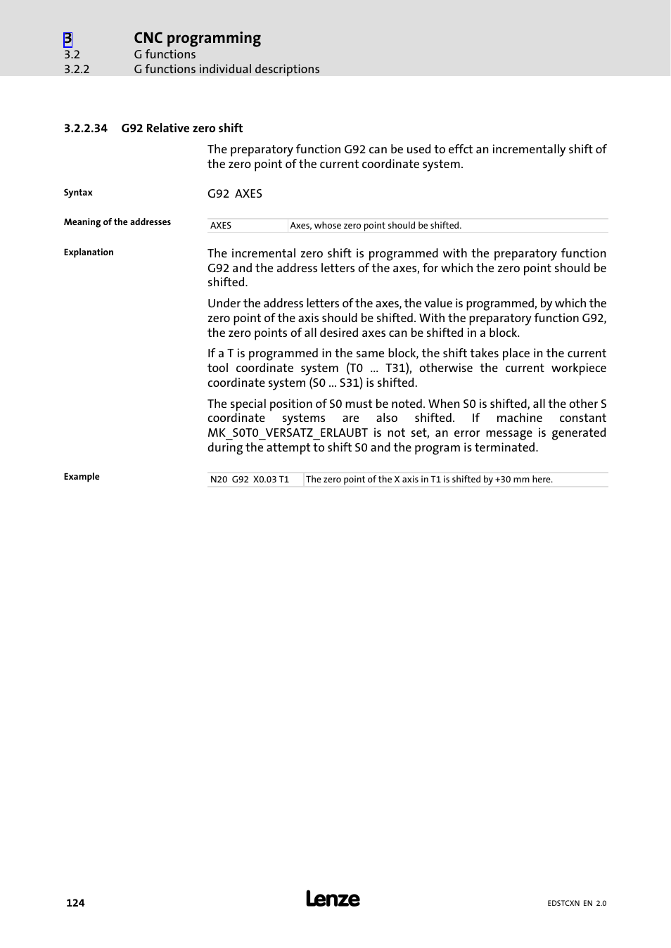 Cnc programming | Lenze ETC Motion Control User Manual | Page 124 / 428
