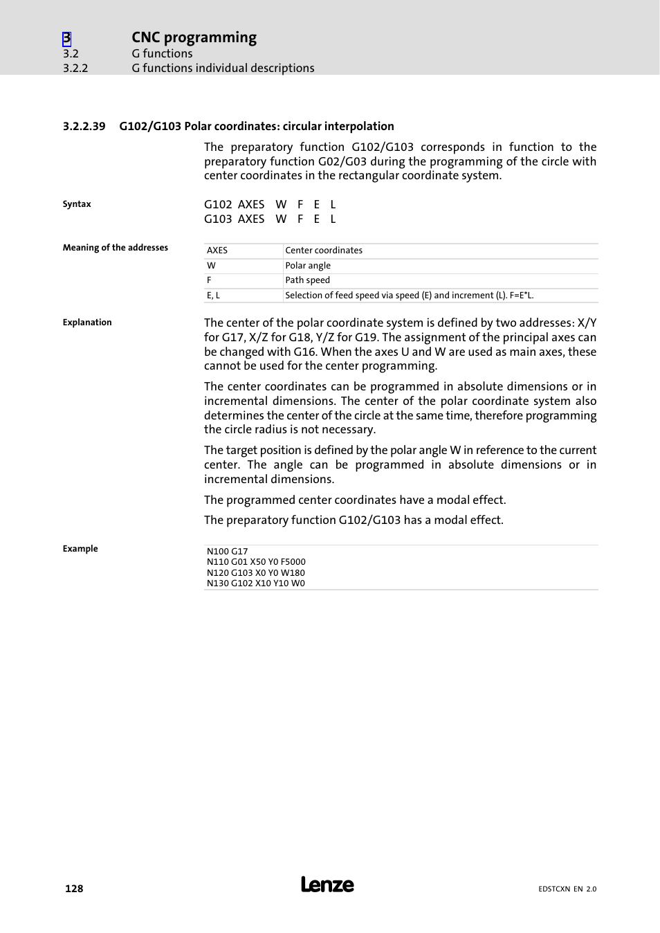 Cnc programming | Lenze ETC Motion Control User Manual | Page 128 / 428