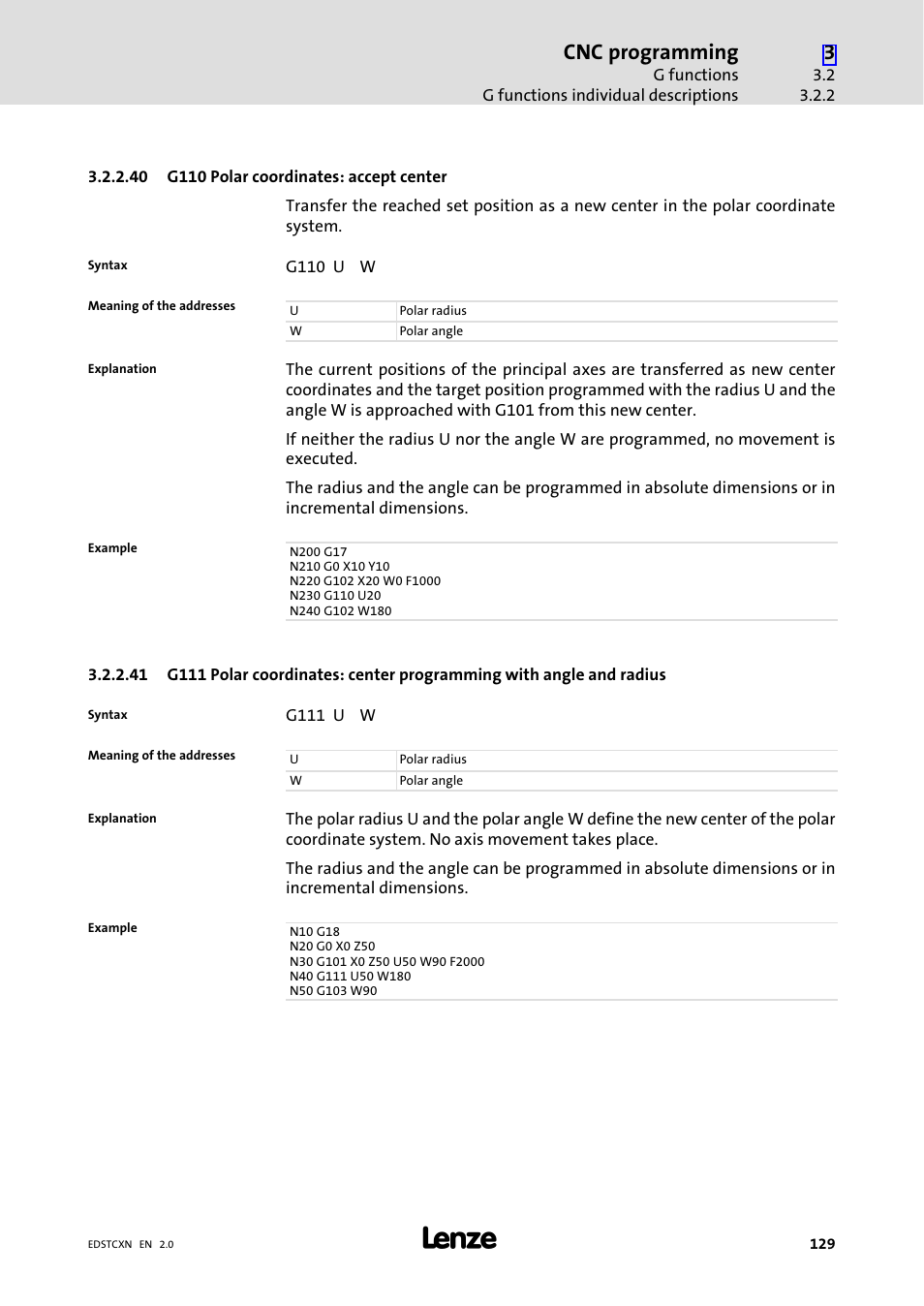 Cnc programming | Lenze ETC Motion Control User Manual | Page 129 / 428