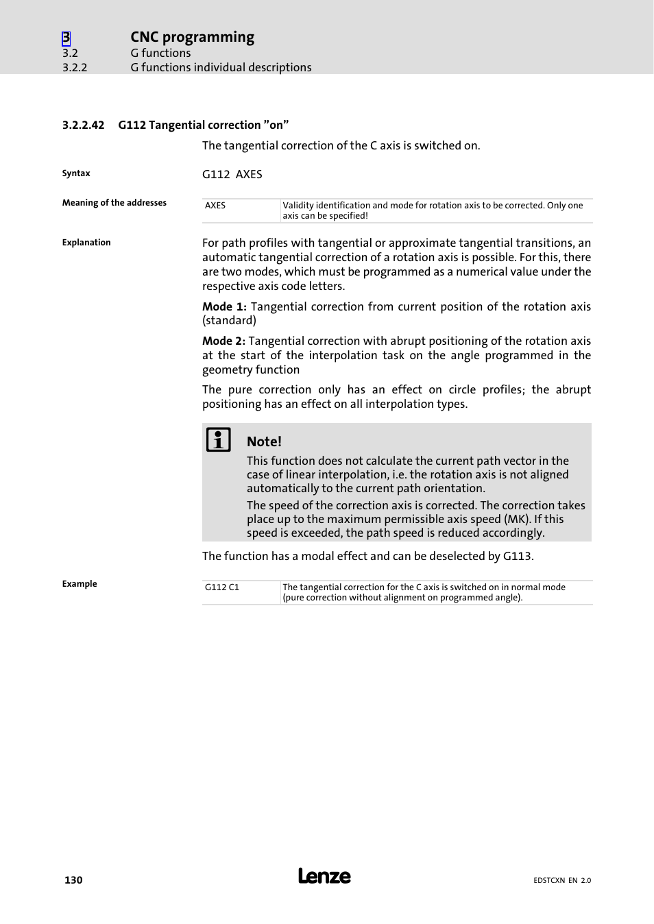 Cnc programming | Lenze ETC Motion Control User Manual | Page 130 / 428