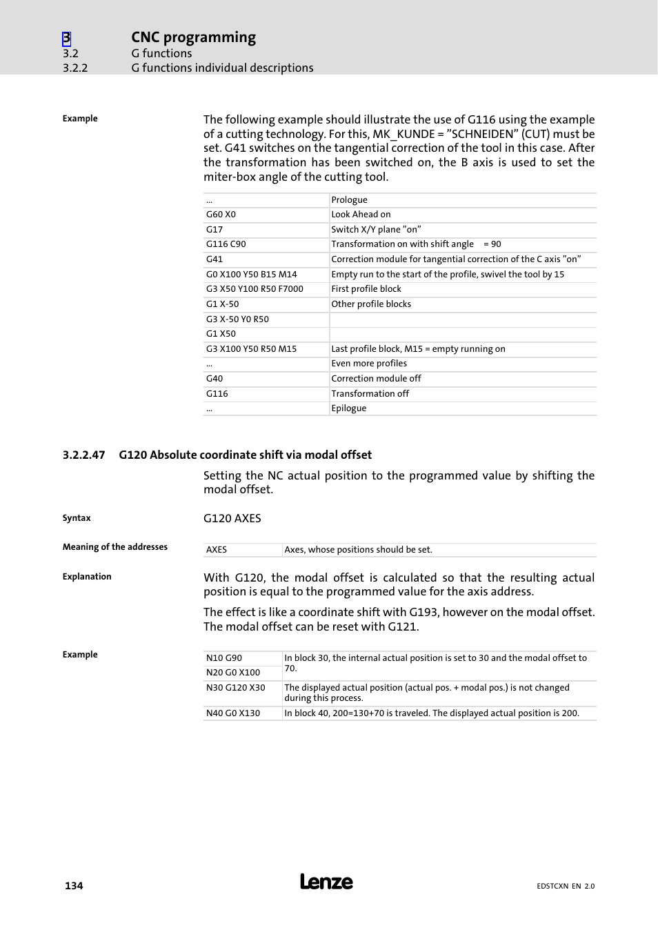 Cnc programming | Lenze ETC Motion Control User Manual | Page 134 / 428