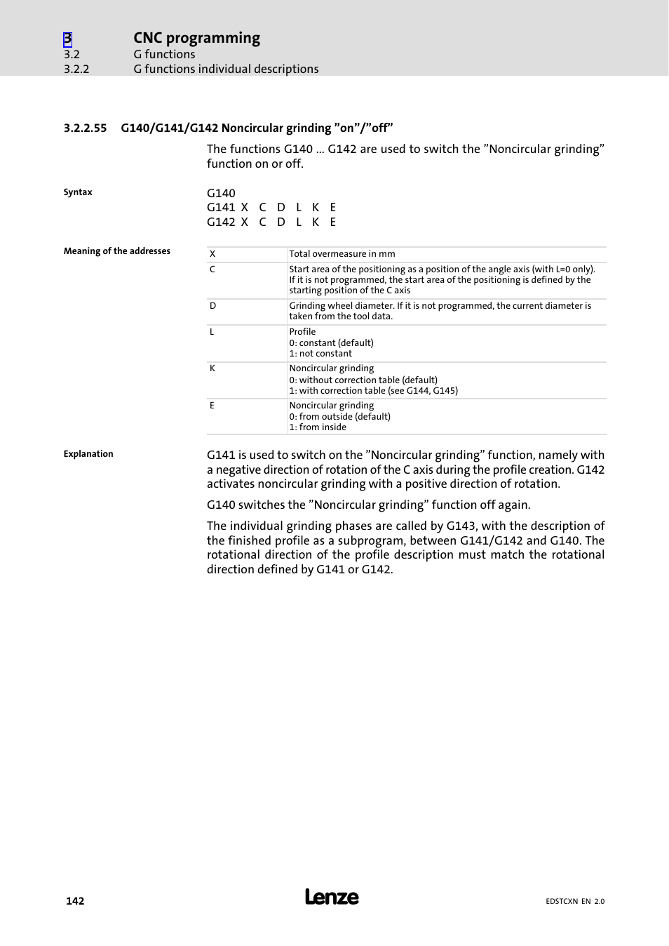 Cnc programming | Lenze ETC Motion Control User Manual | Page 142 / 428