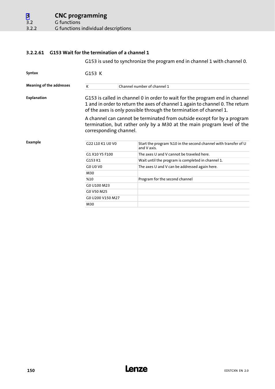 Cnc programming | Lenze ETC Motion Control User Manual | Page 150 / 428