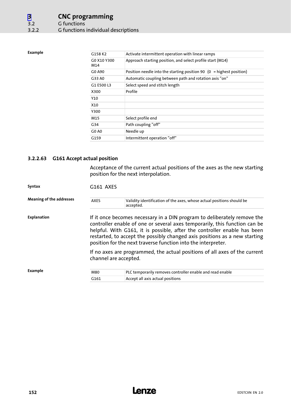 Cnc programming | Lenze ETC Motion Control User Manual | Page 152 / 428