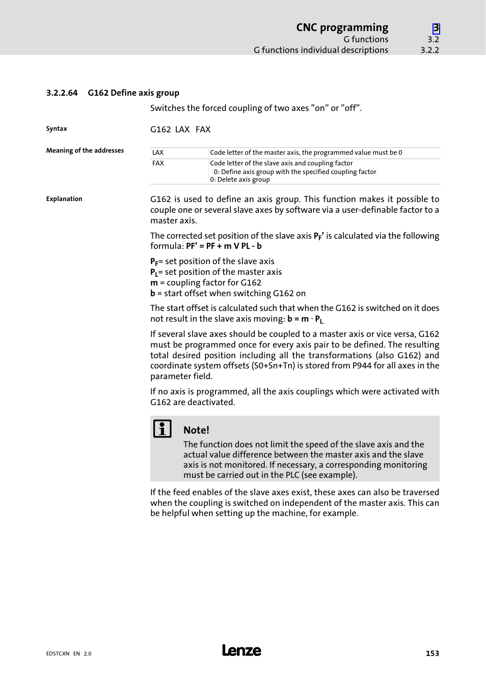 Cnc programming | Lenze ETC Motion Control User Manual | Page 153 / 428