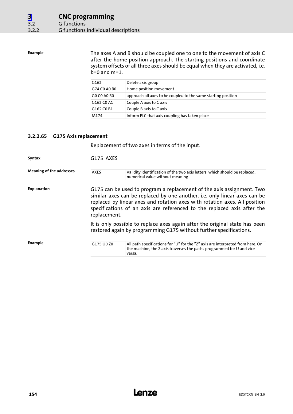 Cnc programming | Lenze ETC Motion Control User Manual | Page 154 / 428