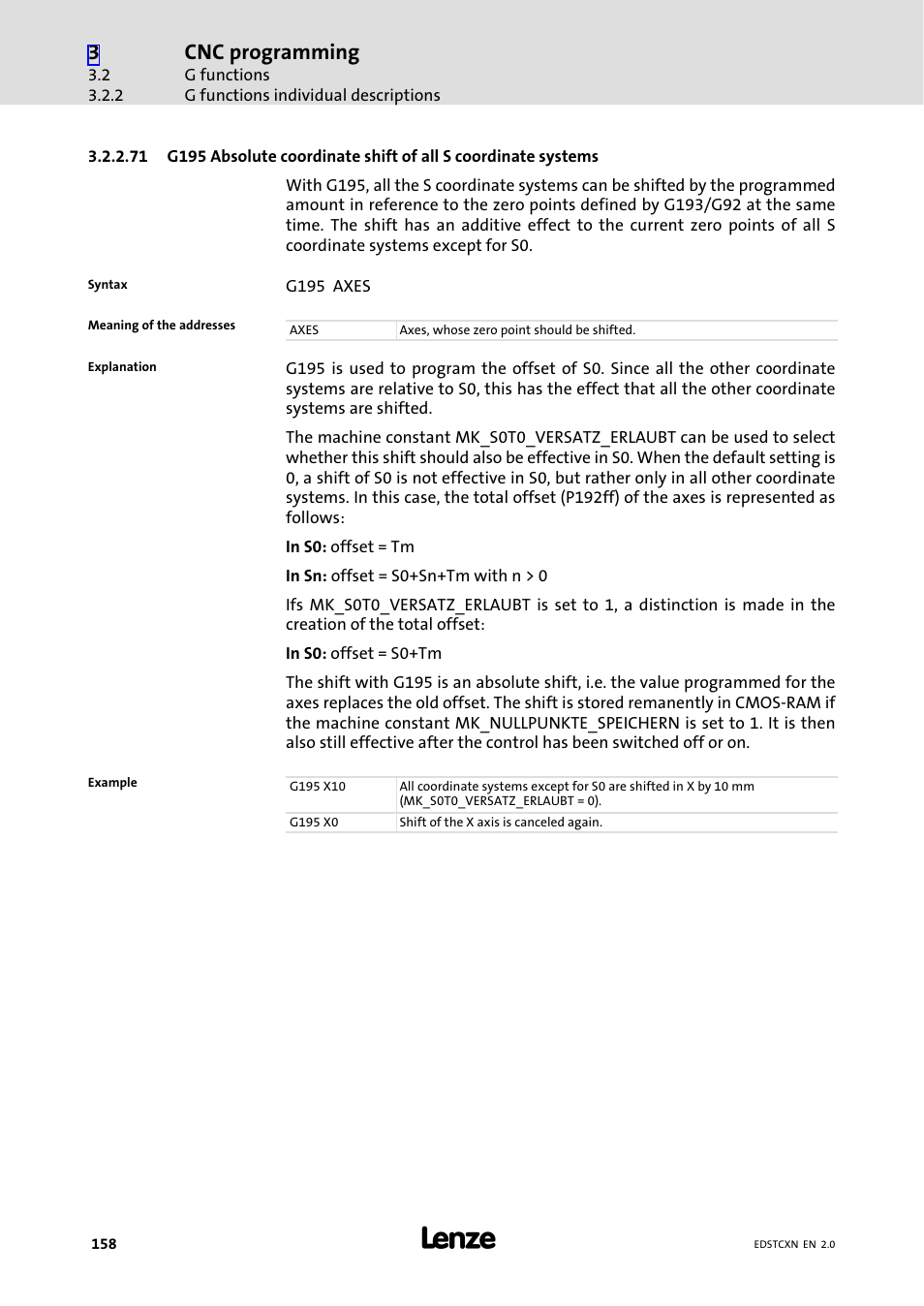 Cnc programming | Lenze ETC Motion Control User Manual | Page 158 / 428