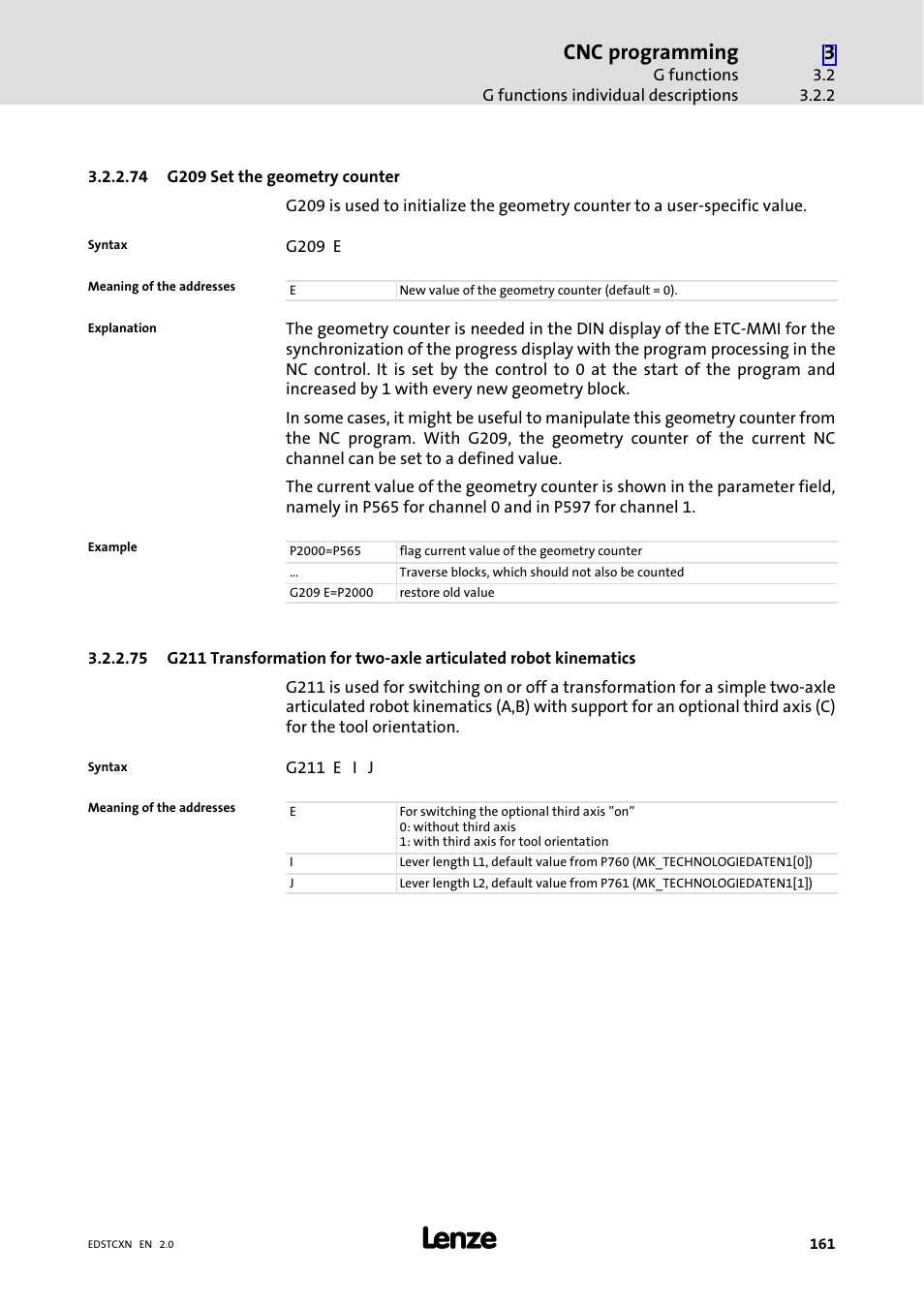 Cnc programming | Lenze ETC Motion Control User Manual | Page 161 / 428