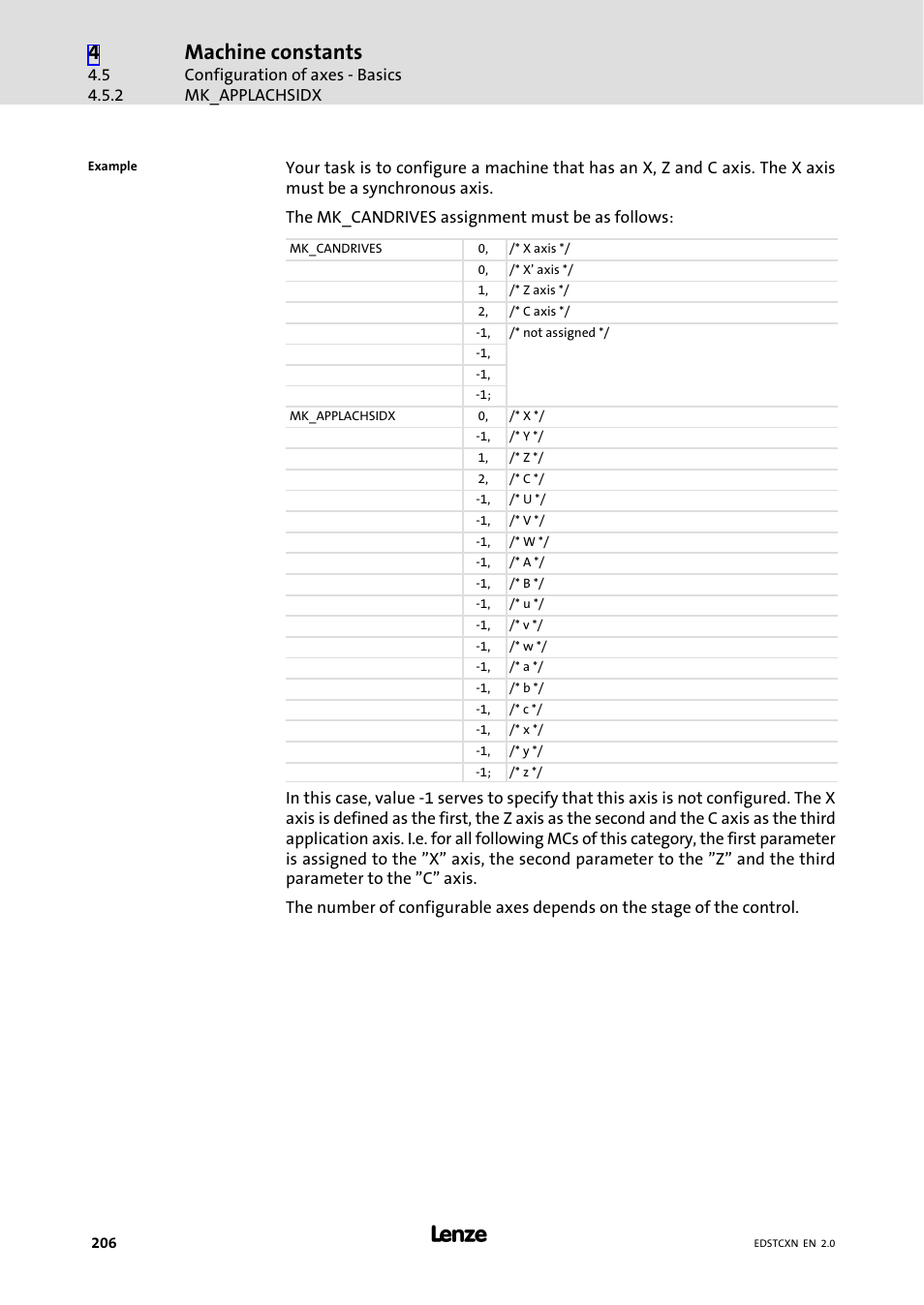 Machine constants | Lenze ETC Motion Control User Manual | Page 206 / 428