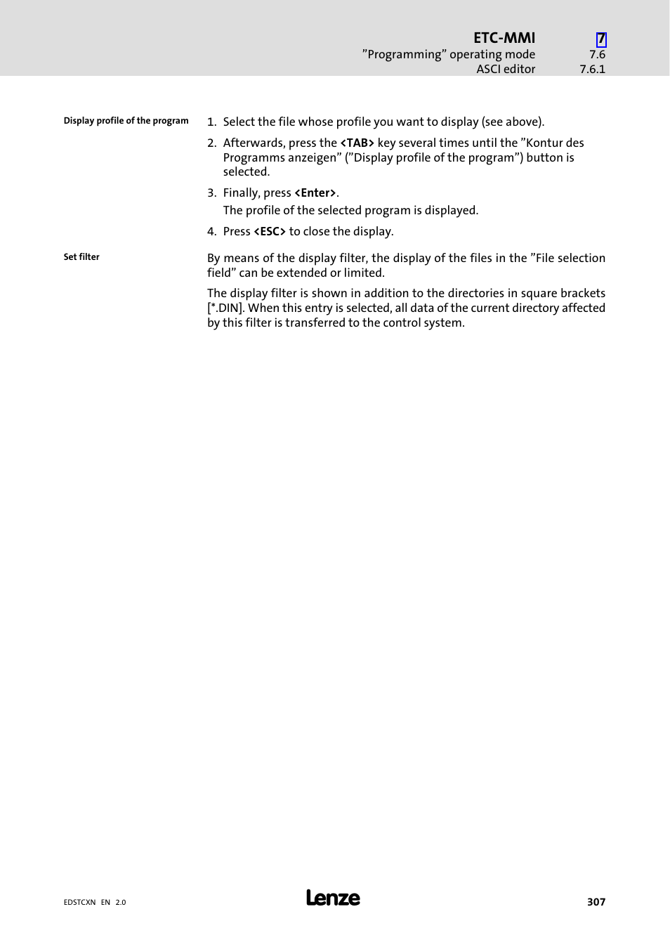 Lenze ETC Motion Control User Manual | Page 307 / 428