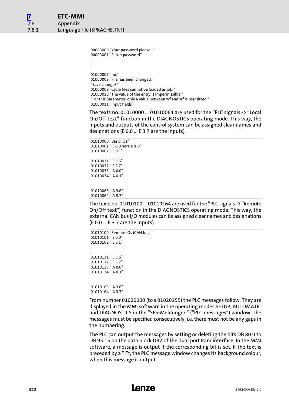 Lenze ETC Motion Control User Manual | Page 322 / 428