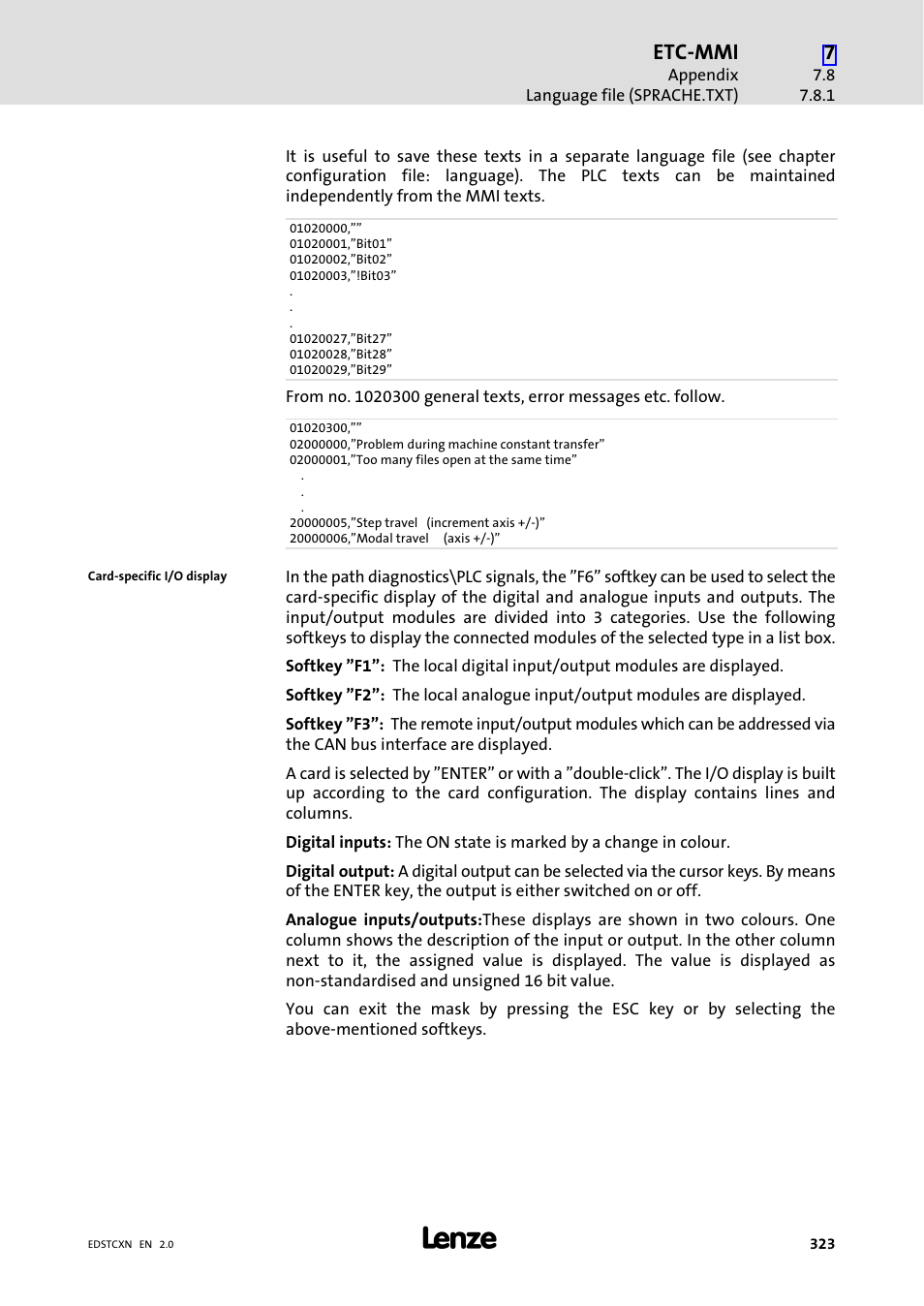 Etc−mmi | Lenze ETC Motion Control User Manual | Page 323 / 428