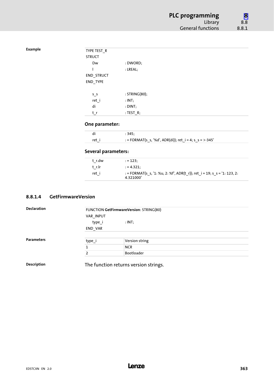 Plc programming | Lenze ETC Motion Control User Manual | Page 363 / 428