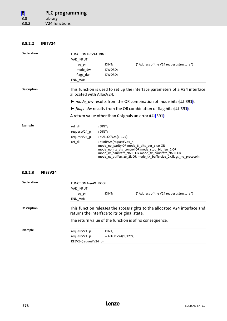 Plc programming | Lenze ETC Motion Control User Manual | Page 378 / 428