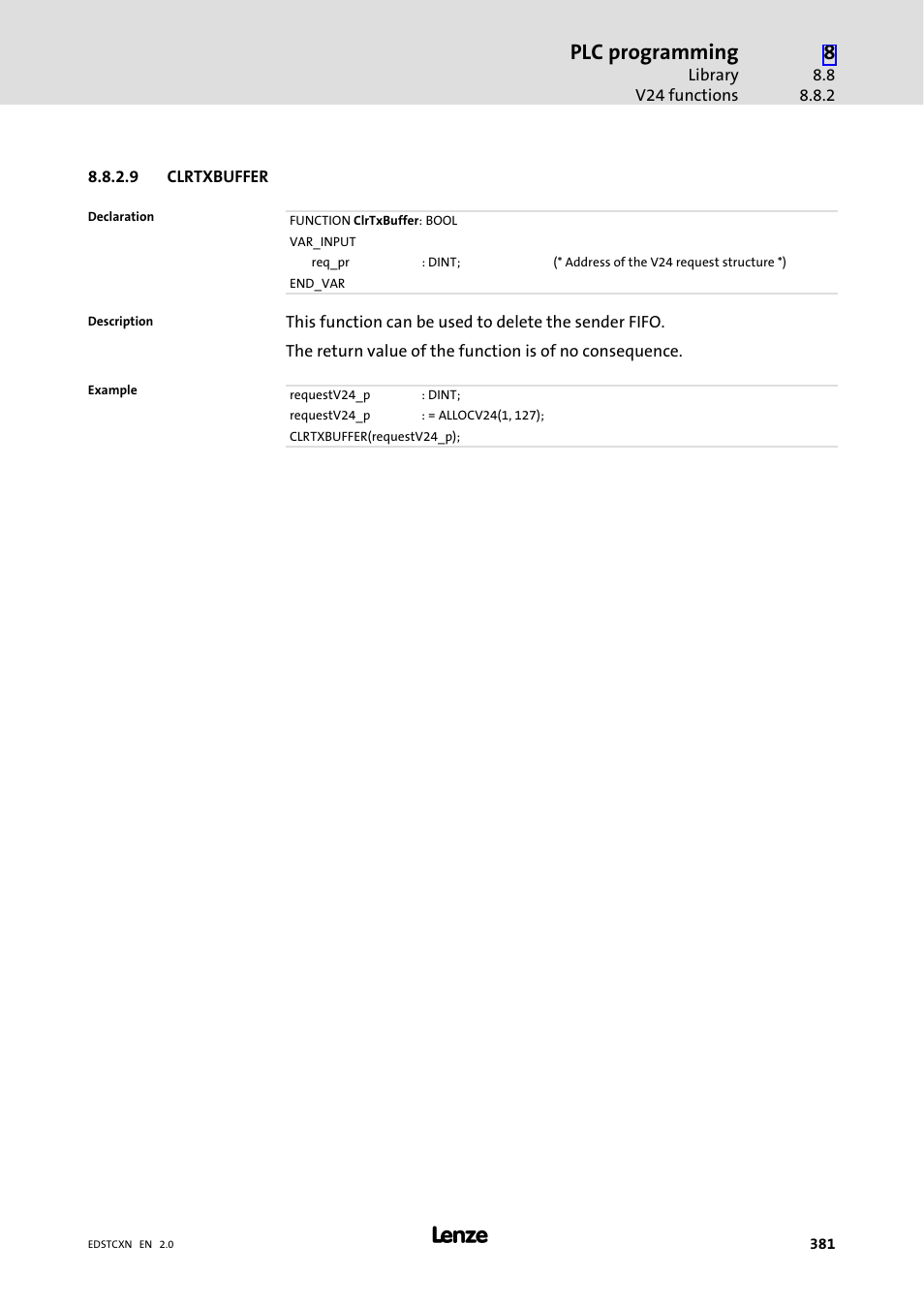 Plc programming | Lenze ETC Motion Control User Manual | Page 381 / 428