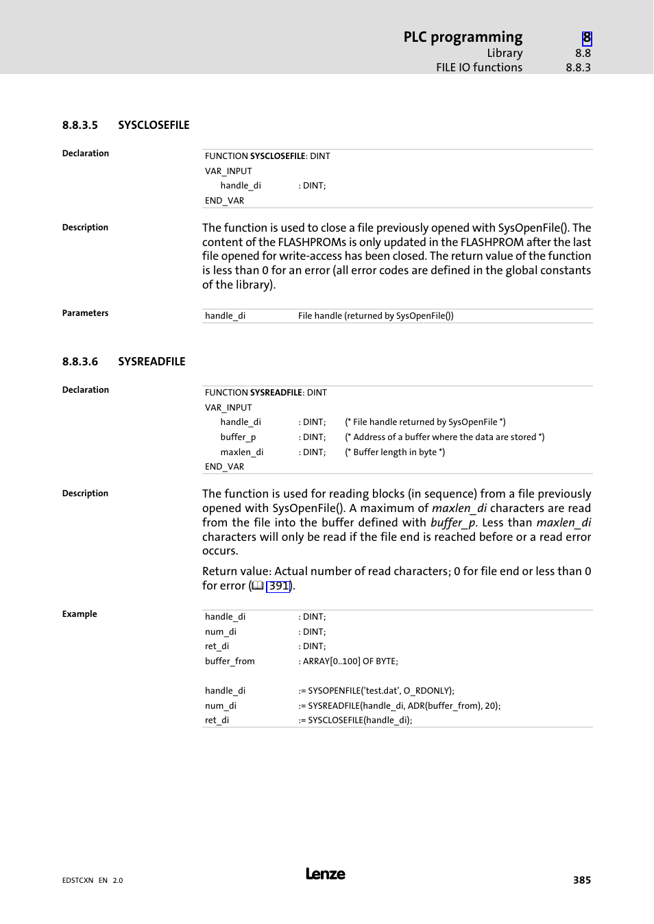Plc programming | Lenze ETC Motion Control User Manual | Page 385 / 428