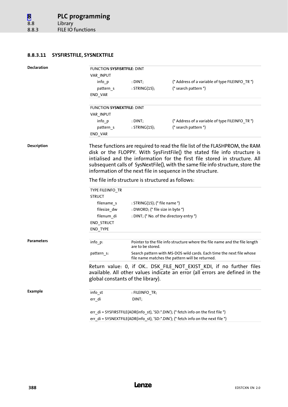 Plc programming | Lenze ETC Motion Control User Manual | Page 388 / 428