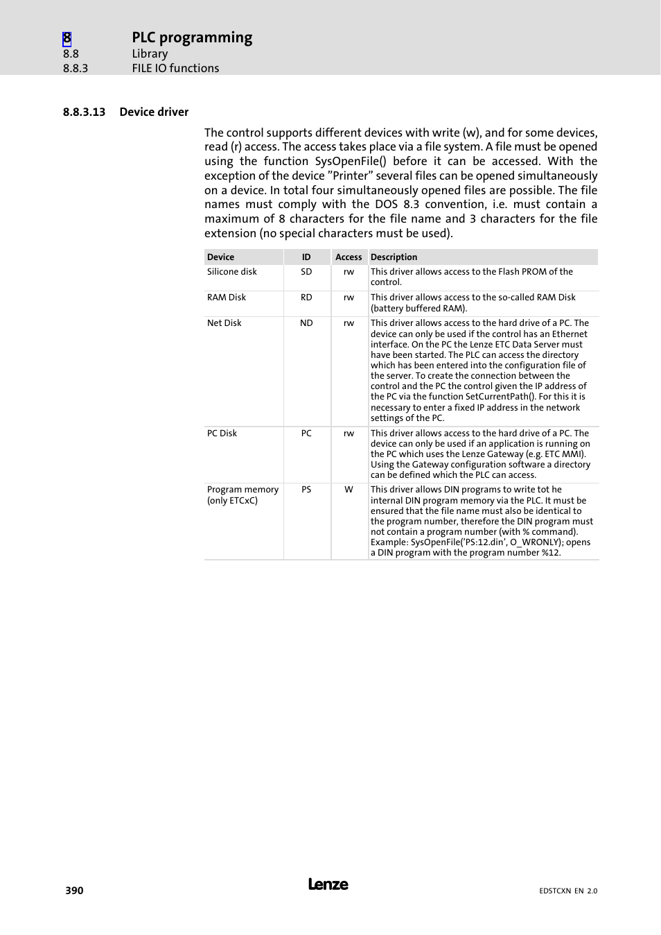 390). it returns, Plc programming | Lenze ETC Motion Control User Manual | Page 390 / 428