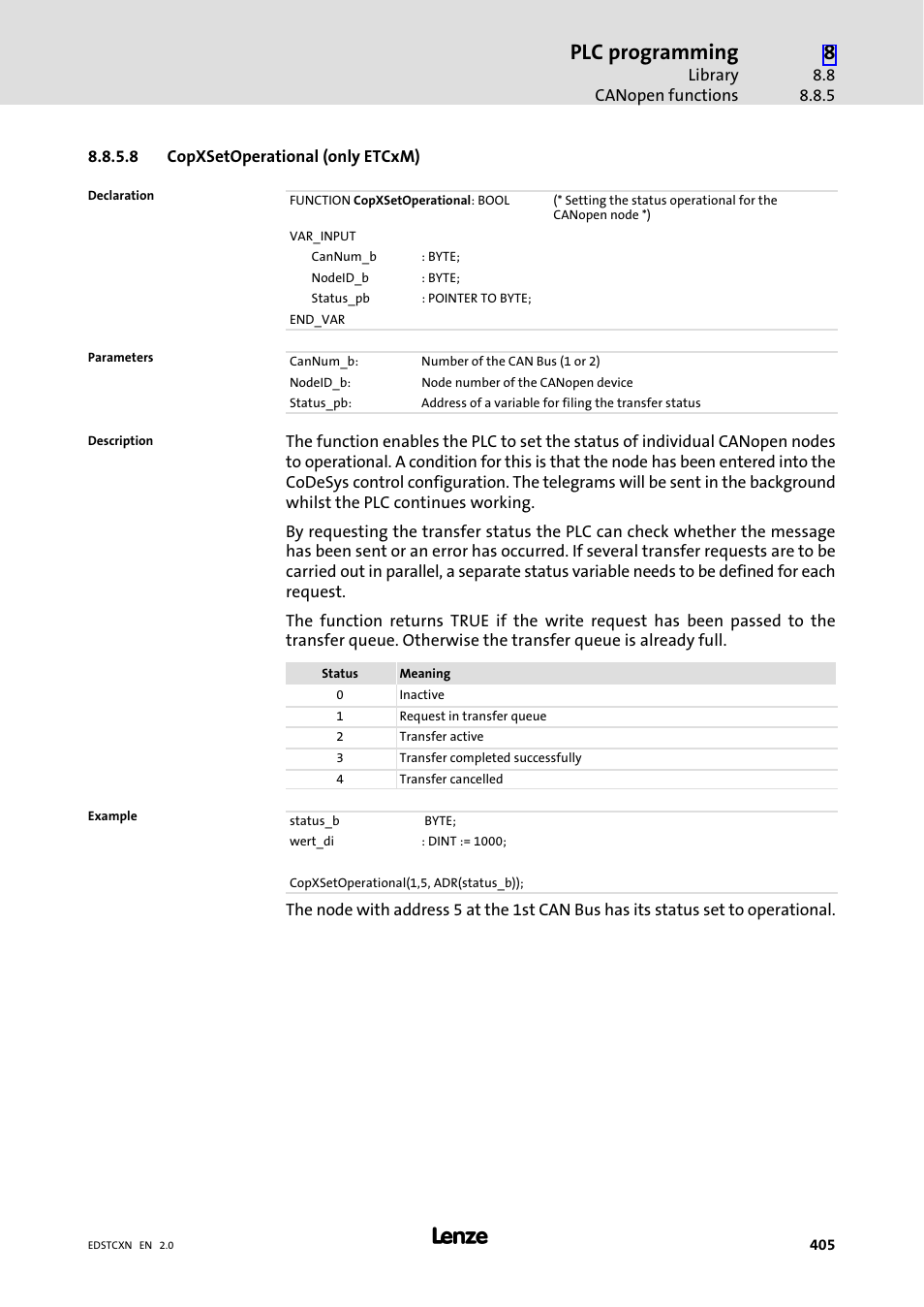 Plc programming | Lenze ETC Motion Control User Manual | Page 405 / 428