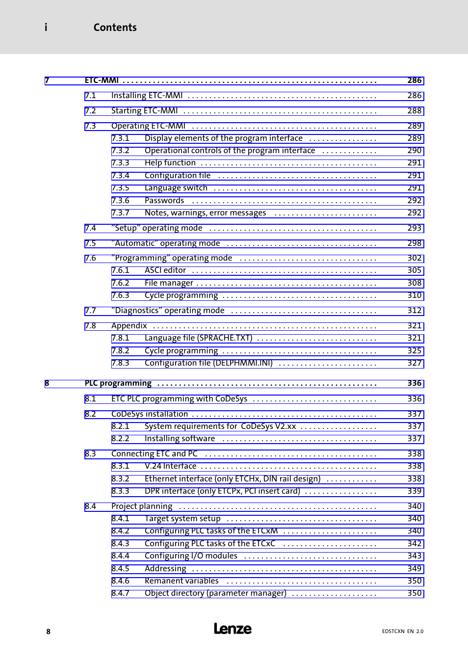 Contents i | Lenze ETC Motion Control User Manual | Page 8 / 428