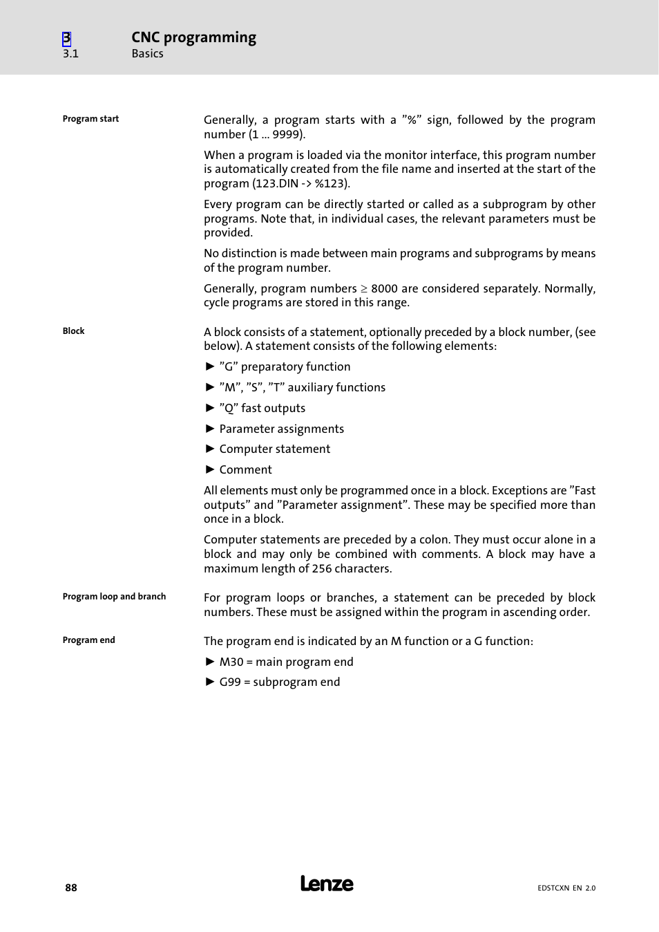 Cnc programming | Lenze ETC Motion Control User Manual | Page 88 / 428