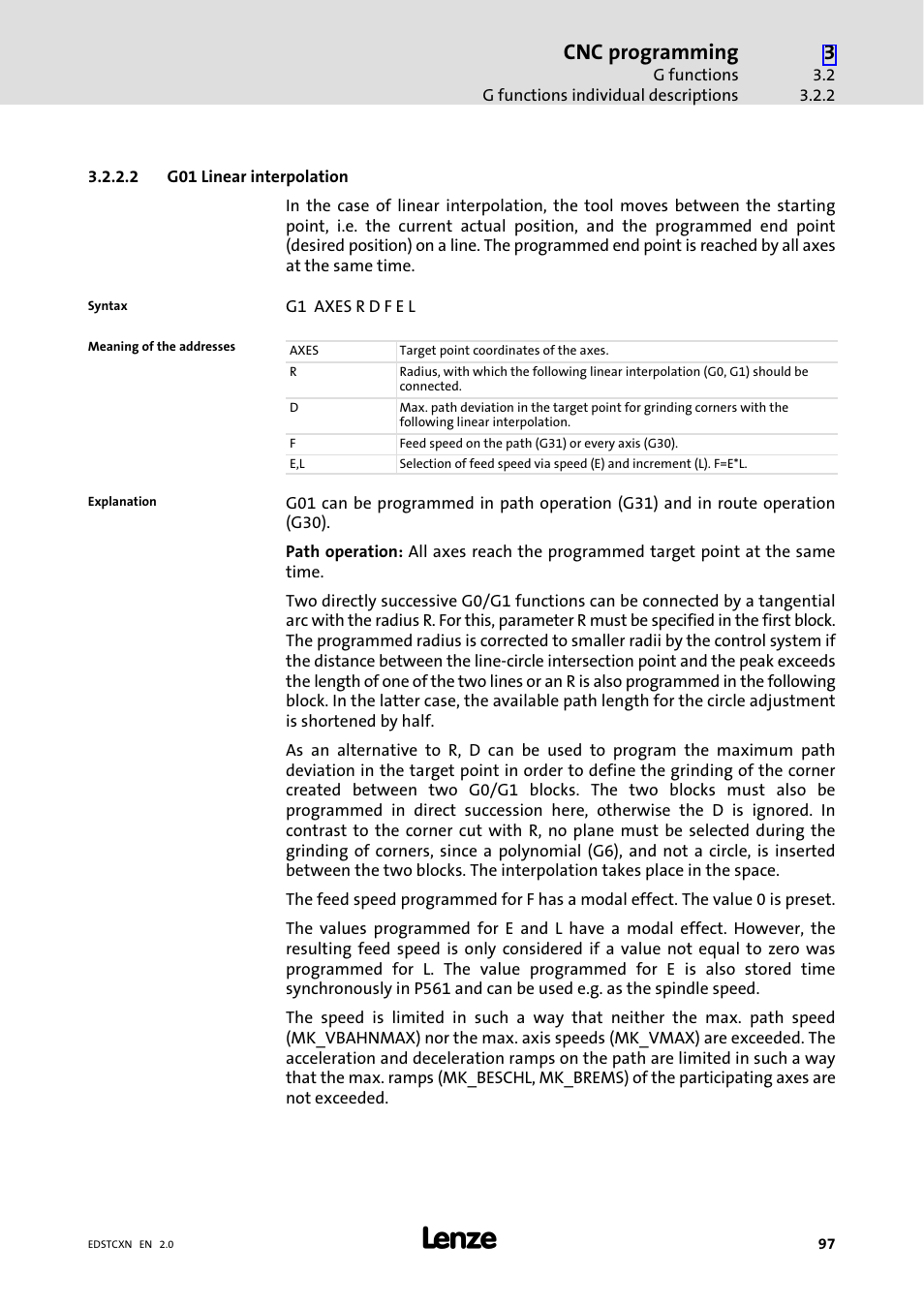 Cnc programming | Lenze ETC Motion Control User Manual | Page 97 / 428