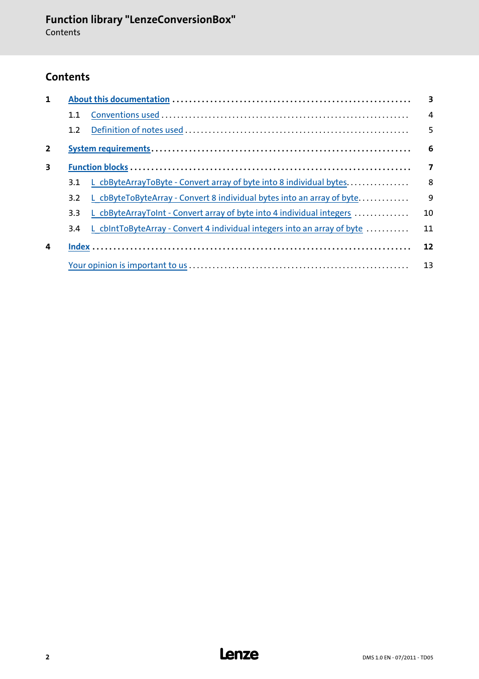 Lenze Function library LenzeConversionBox User Manual | Page 2 / 14