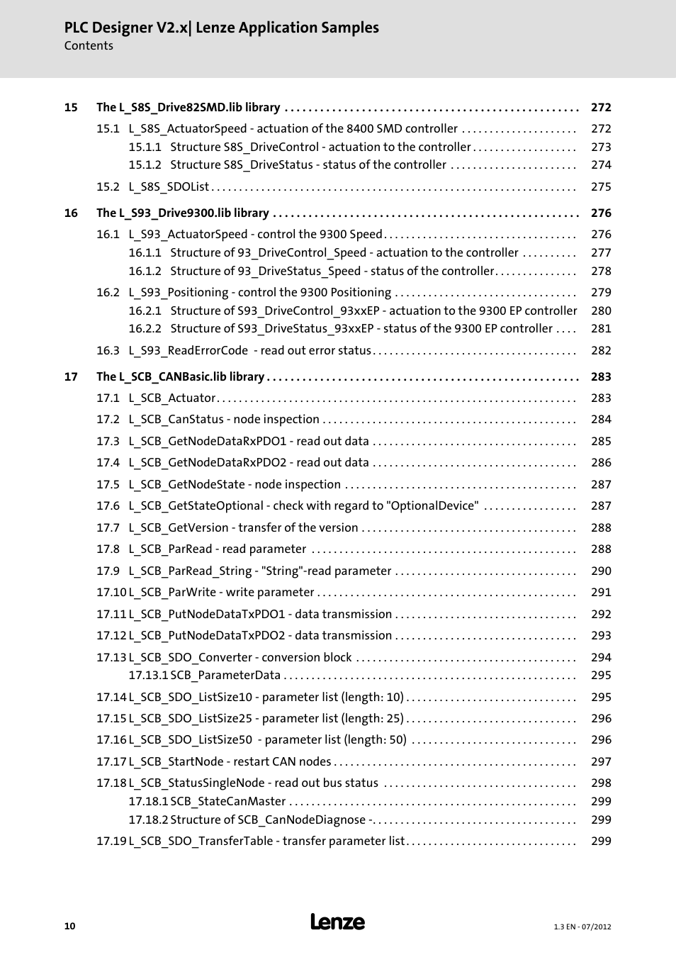 Plc designer v2.x| lenze application samples | Lenze PLC Designer V2.x User Manual | Page 10 / 336