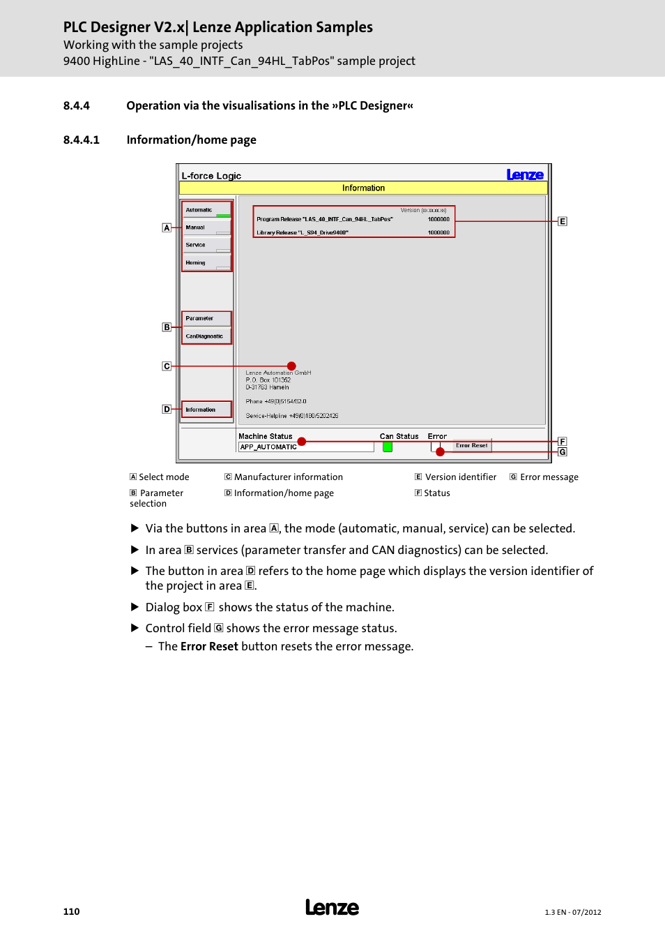 Plc designer v2.x| lenze application samples | Lenze PLC Designer V2.x User Manual | Page 110 / 336