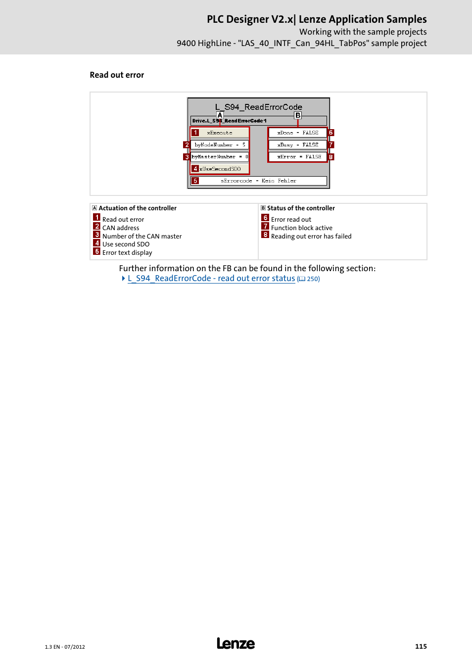 Plc designer v2.x| lenze application samples | Lenze PLC Designer V2.x User Manual | Page 115 / 336