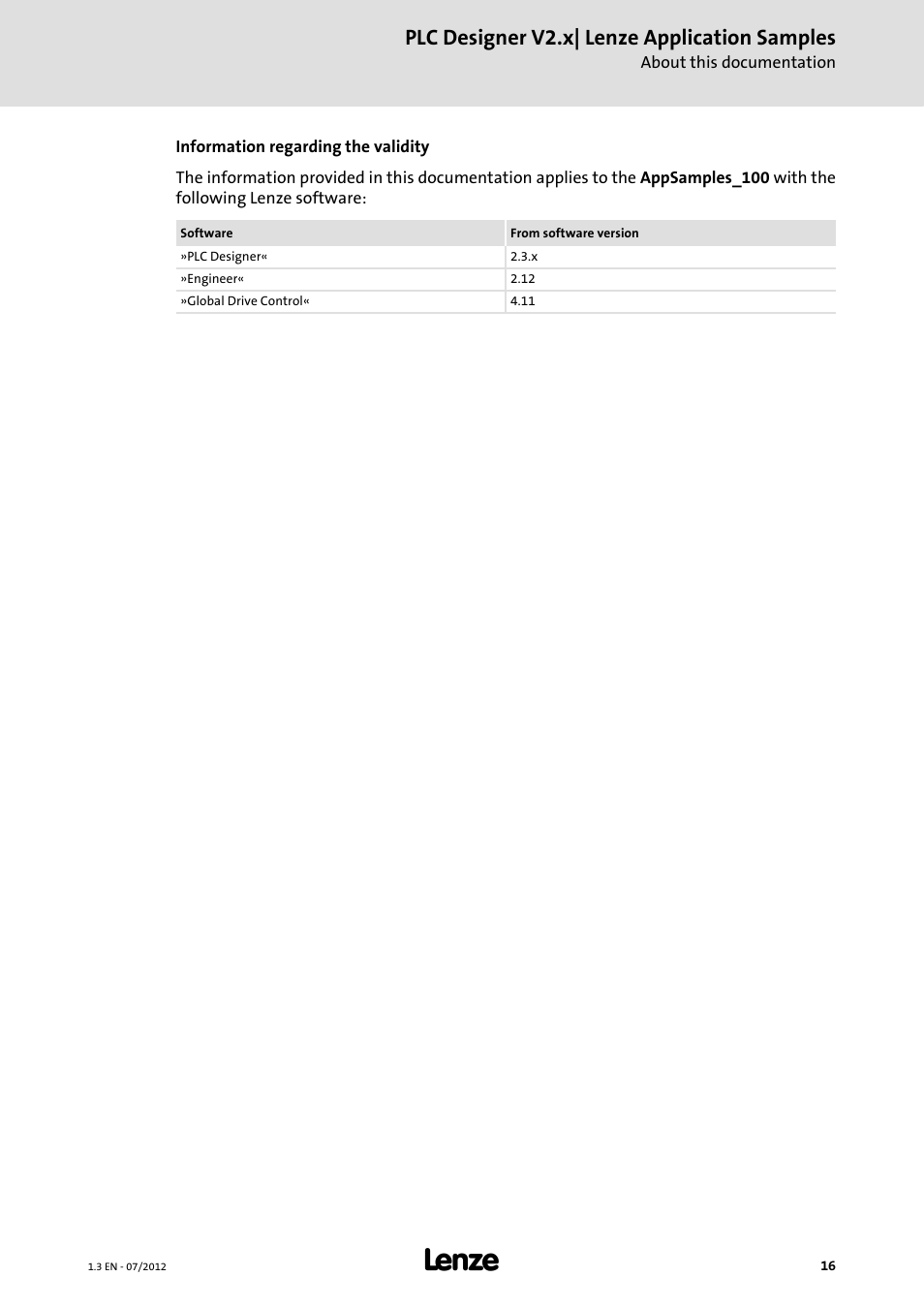 Plc designer v2.x| lenze application samples | Lenze PLC Designer V2.x User Manual | Page 16 / 336