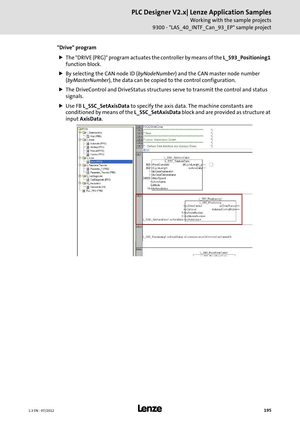 Plc designer v2.x| lenze application samples | Lenze PLC Designer V2.x User Manual | Page 195 / 336