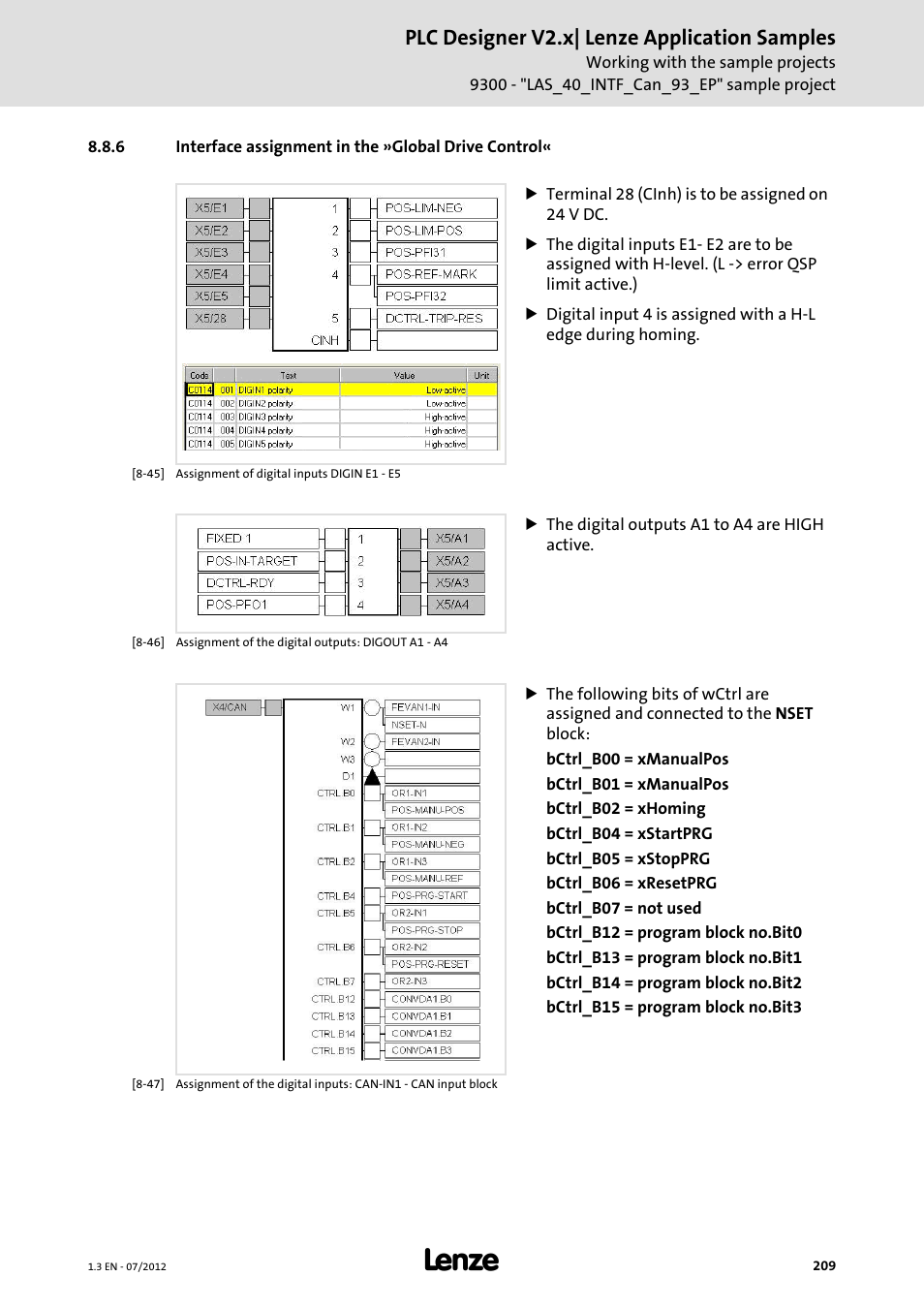 Interface assignment in the »global drive control, Plc designer v2.x| lenze application samples | Lenze PLC Designer V2.x User Manual | Page 209 / 336