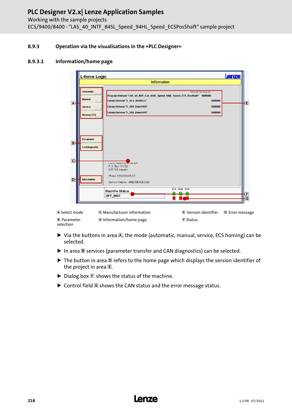 Plc designer v2.x| lenze application samples | Lenze PLC Designer V2.x User Manual | Page 218 / 336