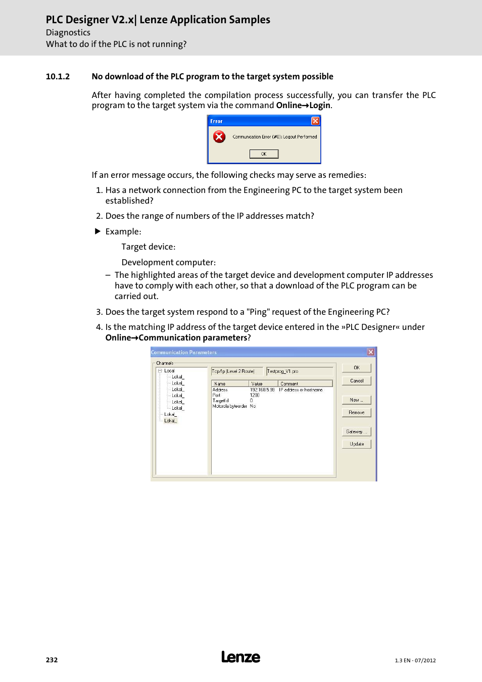 Plc designer v2.x| lenze application samples | Lenze PLC Designer V2.x User Manual | Page 232 / 336