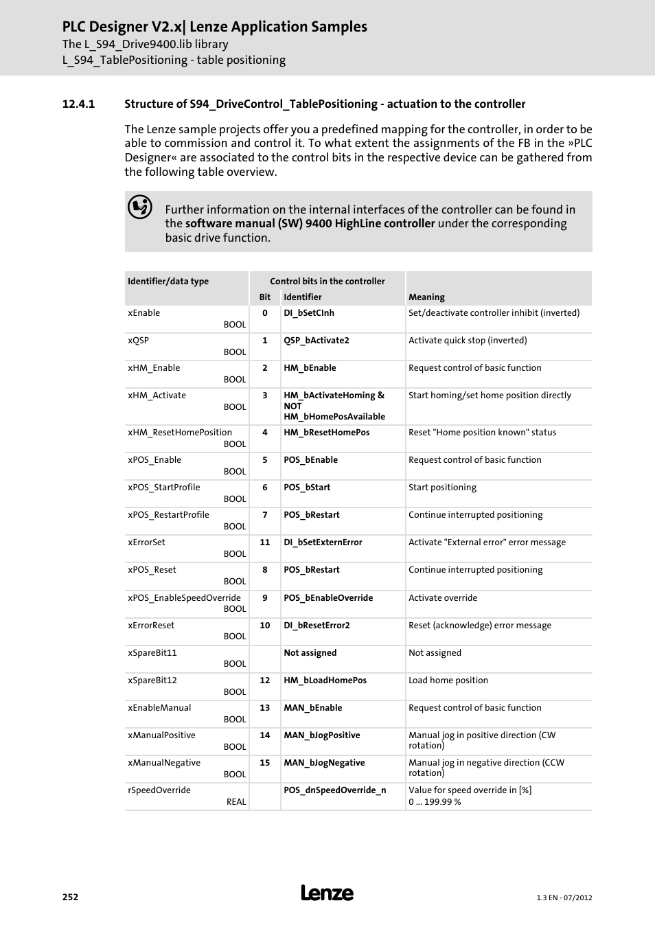 Plc designer v2.x| lenze application samples | Lenze PLC Designer V2.x User Manual | Page 252 / 336