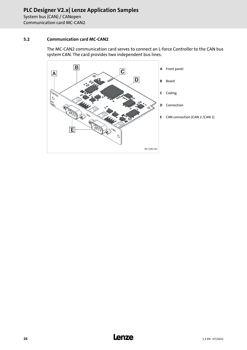 2 communication card mc-can2, Plc designer v2.x| lenze application samples | Lenze PLC Designer V2.x User Manual | Page 26 / 336