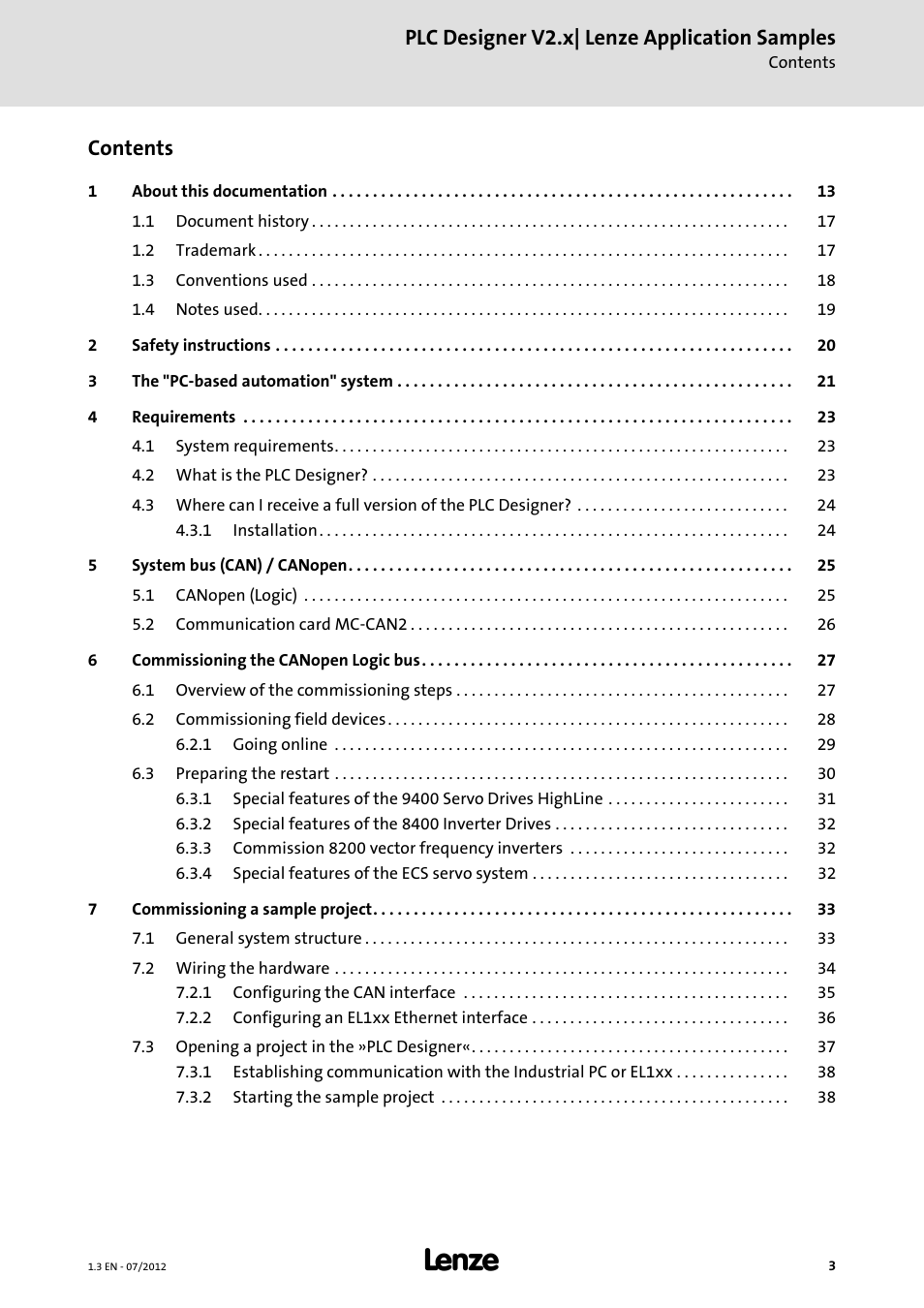 Lenze PLC Designer V2.x User Manual | Page 3 / 336