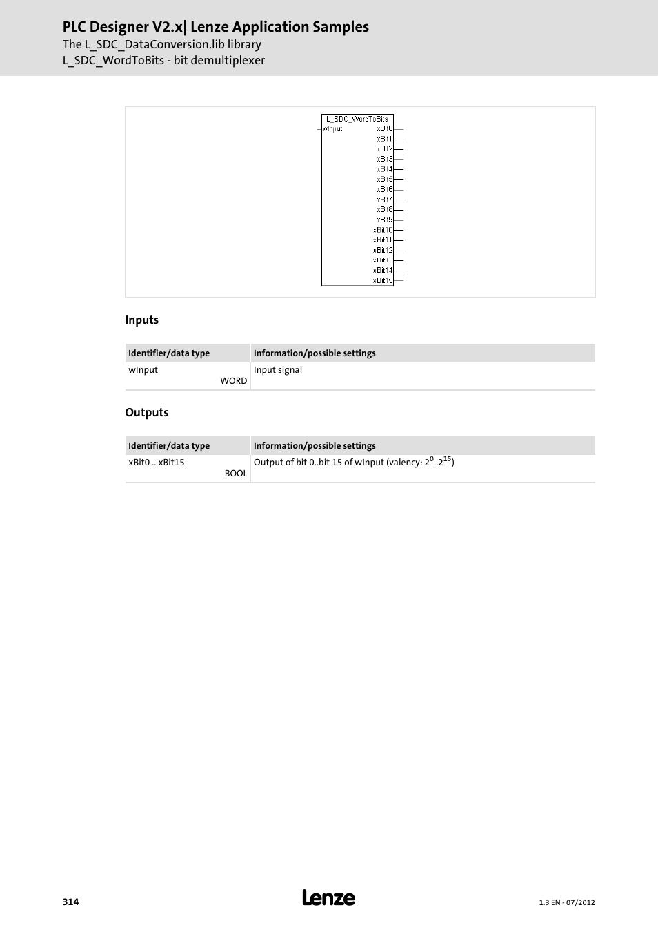 Plc designer v2.x| lenze application samples | Lenze PLC Designer V2.x User Manual | Page 314 / 336
