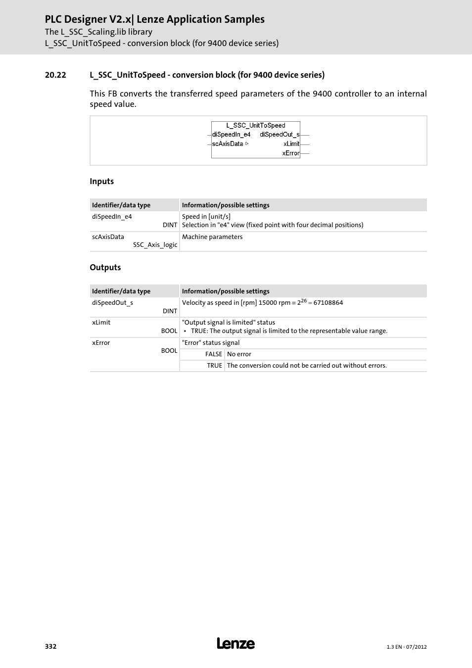 Plc designer v2.x| lenze application samples | Lenze PLC Designer V2.x User Manual | Page 332 / 336