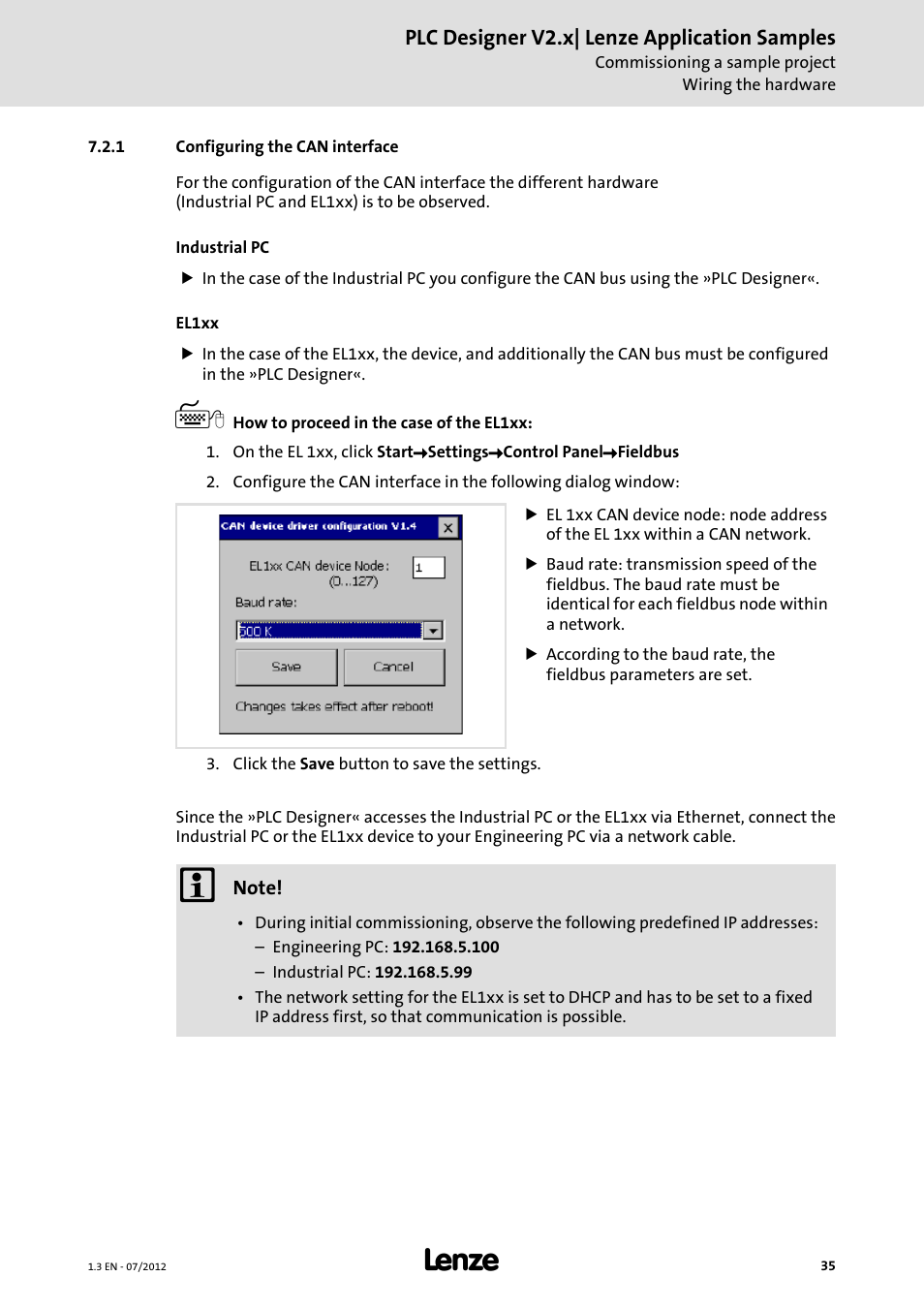 1 configuring the can interface | Lenze PLC Designer V2.x User Manual | Page 35 / 336