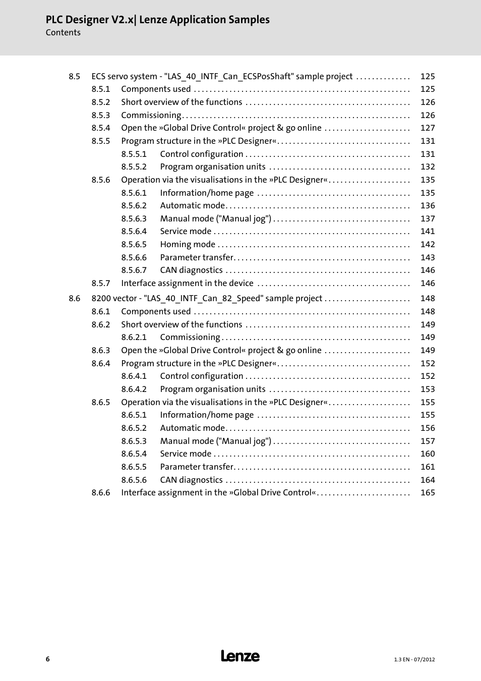 Plc designer v2.x| lenze application samples | Lenze PLC Designer V2.x User Manual | Page 6 / 336