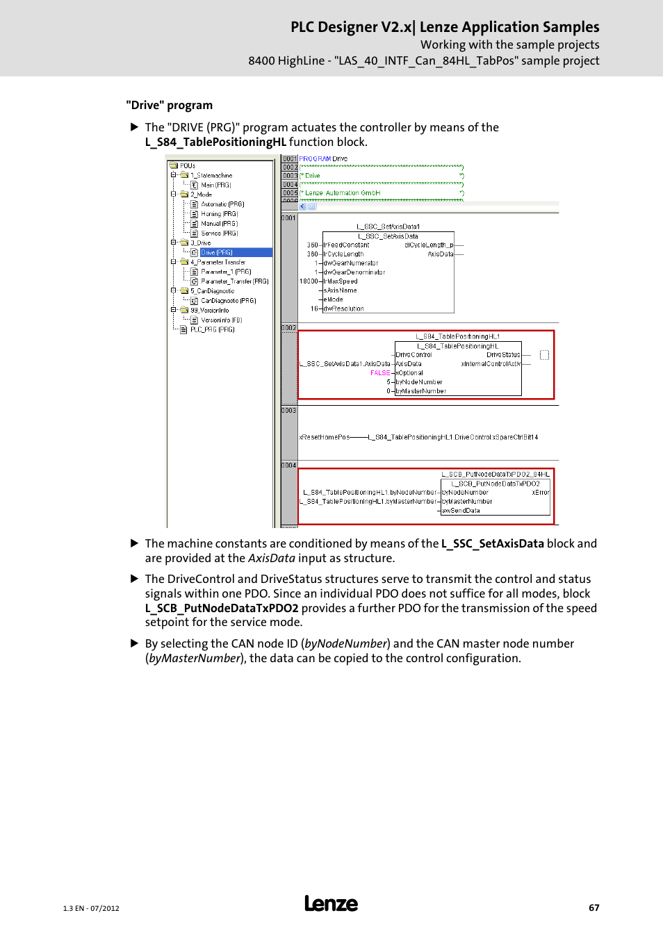 Plc designer v2.x| lenze application samples | Lenze PLC Designer V2.x User Manual | Page 67 / 336