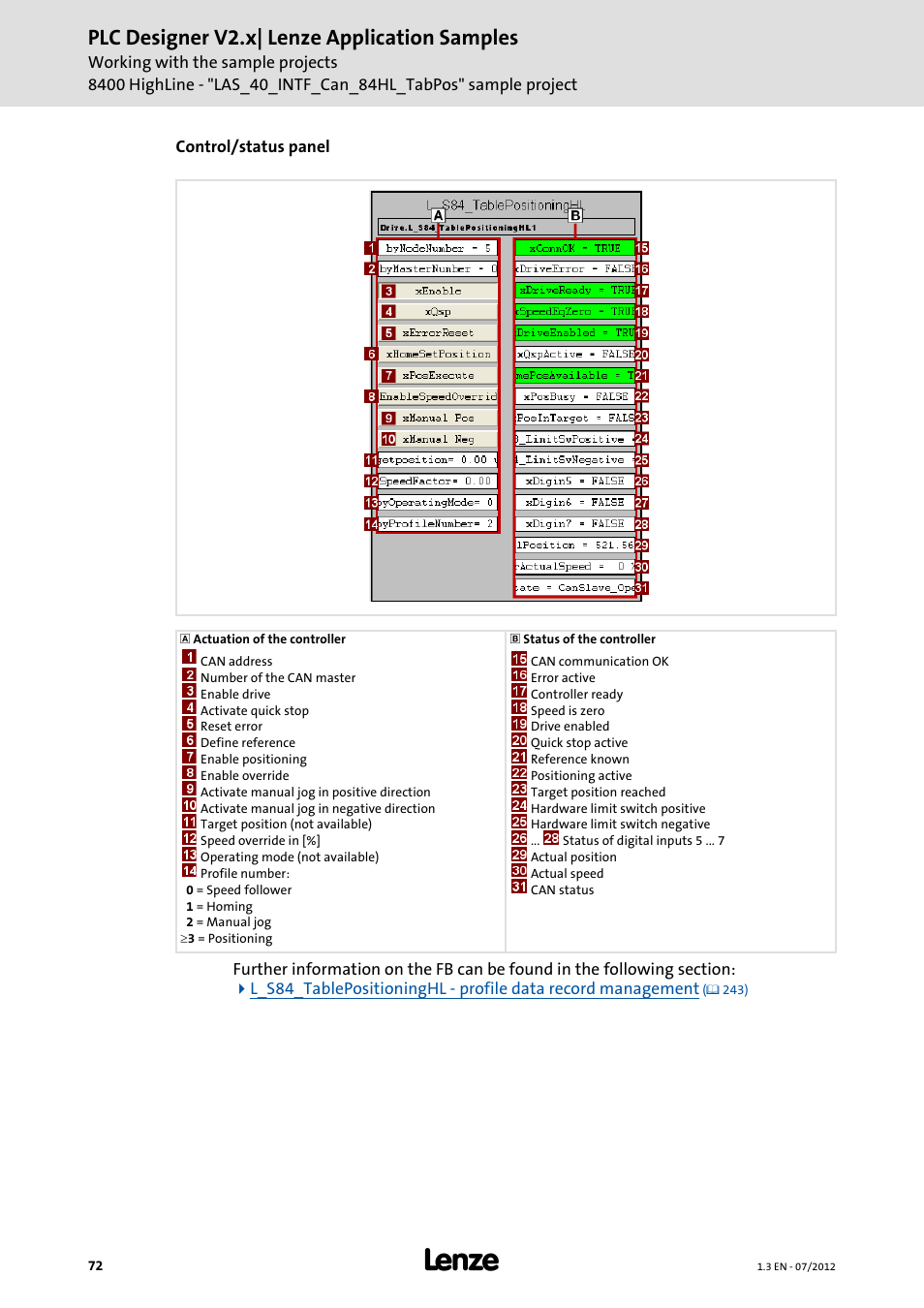 Plc designer v2.x| lenze application samples | Lenze PLC Designer V2.x User Manual | Page 72 / 336